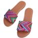 2024 Summer New Women's Large Size Color Block Round Toe Casual Beach Sandals_vogvips.com