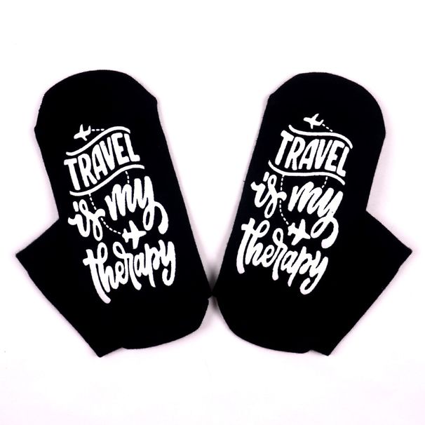 Mid-tube casual sports cotton socks sole letter non-slip adhesive floor socks_vogvips.com