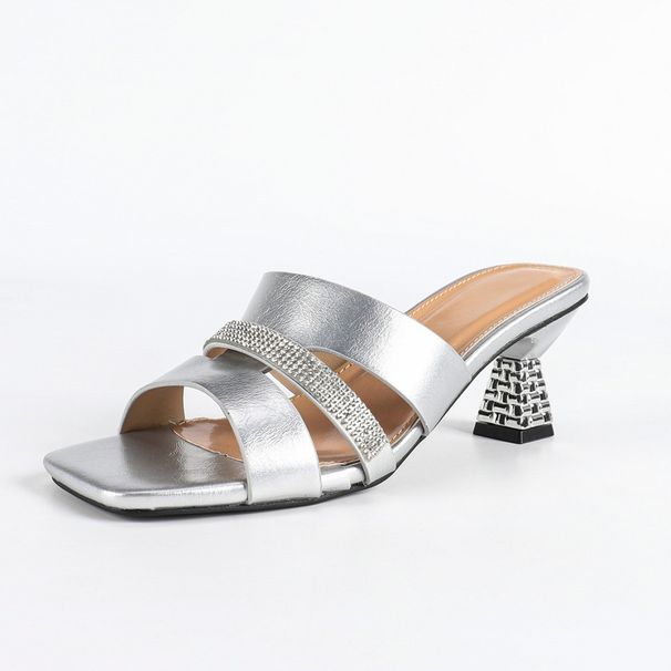 2025 Summer New Fashion Roman European And American Style Shiny Sequin Thick-Soled High-Heel Women's Sandals_vogvips.com