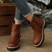Plus Size Double Buckle Martin Boots Women's British Retro Riding Boots Winter Style_vogvips.com