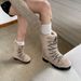 Fashion Versatile Furry Lace-up Boots For Women 2025 New Thick Sole Heightening Fleece Lined Thickened Warm Northeast_vogvips.com