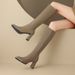 Black Pointed Toe Chunky Over-the-Knee Long For Women 2025 Winter Autumn New Style High Heel Side Zipper Riding Boots_vogvips.com