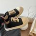 RO Super Popular Shoelace Couple Canva Shoe 25 New Genuine Leather Round Toe Lace Thick Sole Caual Veratile_vogvips.com