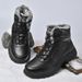 Black High-Top Men's Shoes Winter Fleece Warm Cotton Shoes Thick-Soled Non-Slip And Wear-Resistant Snow Boots Soft-Soled_vogvips.com