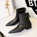 6533 Retro Women's With Medium Chunky Heel, Back Zipper, Slim-fit, Versatile, Makes Feet Look Smaller, Ankle Boots,_vogvips.com