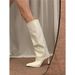 Women's High Heel Boots – Retro Pointed Toe Stacked Knee-High Boots With Chunky Heel Chunky Heel, Versatile And Slimming Long Boots._vogvips.com