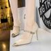 9318-19 High Women's Thin Heels Shallow Mouth Color Blocked Pointed Metal Chain Strap Single Shoes_vogvips.com