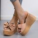 Women's Summer Bow Wedge Sandals Platform Outerwear European American Style plus Size 34-43 New 2021_vogvips.com
