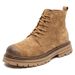 European Warm Series Men's Martin Short Autumn Side Zipper Genuine Leather Yellow Thick Sole Work Shoes Outdoor Casual Desert Boots_vogvips.com