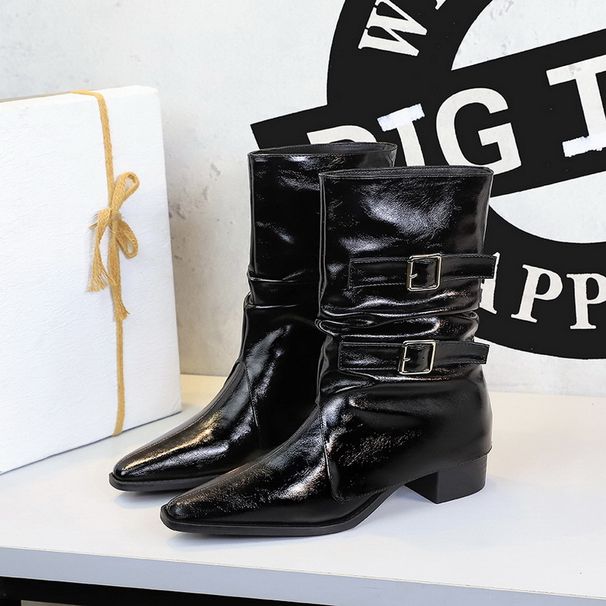 SEVEN BIG TREES Women's Pointed Toe Western Cowboy Boots - Vintage Style Mid-Calf Stacked Boots With Chunky Heel, Retro Riding Boots For Women_vogvips.com