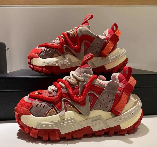 Men's Thick-Soled Platform Sneakers - Height-Increasing & Rebound Sports Shoes (Hot Selling Red Dad Shoes For Comfort & Style)_vogvips.com