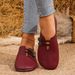Women's Slip-On Soft Leather Loafers, Elastic Strap With Metal Buttons, Casual Flat Shoes For All Seasons_vogvips.com