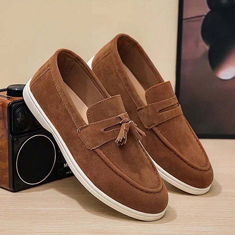 SHLIANG New Men's Casual Slip-On Shoes Soft Bottom One-Touch Lazy Shoes Easy Wear Round Toe Artificial Leather Non-Slip Sole X0002_vogvips.com
