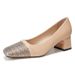 French Elegant Plaid Square Toe Chunky Heel Veratile Little Style Lady Matching Dre Commuting High_vogvips.com