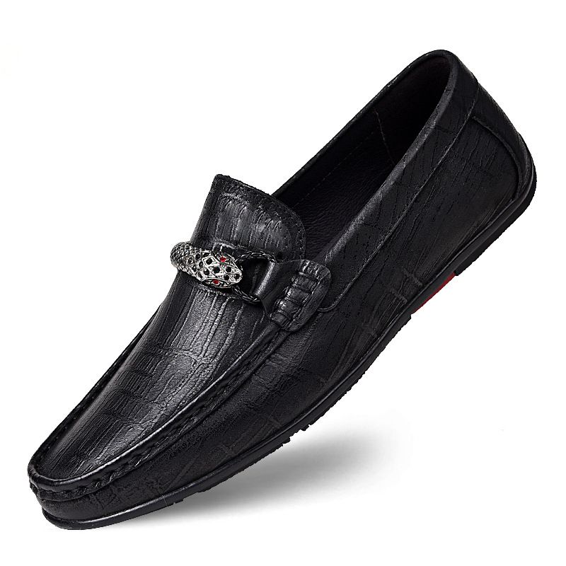 Round Head Men's Casual Shallow Mouth Foot Loafers Rubber Sole Anti-skid Work_vogvips.com