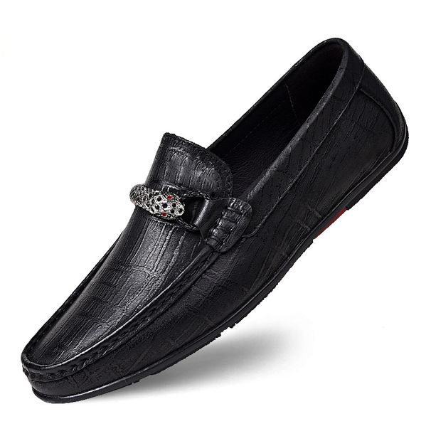 Round Head Men's Casual Shallow Mouth Foot Loafers Rubber Sole Anti-skid Work_vogvips.com