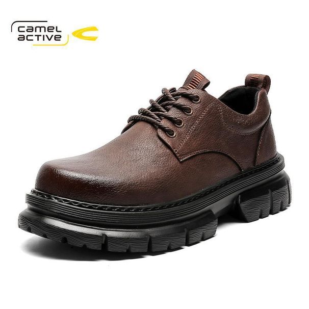 Suitable For All Seasons German Camel Dynamic Men's Autumn Winter Business Casual Leather Trendy Sole Soft Surface Big Head Shoes Outdoor_vogvips.com