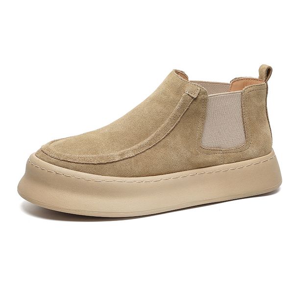 Martin Boots Leather Matte Short Boots High Top One Pedal Men's Shoes Thick Sole Heightening Chelsea Boots_vogvips.com