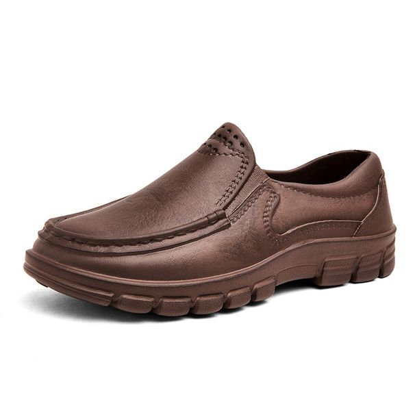plus Size Lightweight Casual Leather Shoes for Men Oil Proof Non-Slip Chef Slip-On Driving Garden Trendy Shoes_vogvips.com