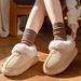 Women's Slippers Autumn And Winter, Non-Slip Thick Sole, Wearable Outside, Closed Heel, Warm Furry Plush, Soft_vogvips.com