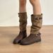 French Style Melard Western Cowboy Engineer Mid-Calf Riding Half Wide Mouth Stacked Short Boots For Women Autumn Winter_vogvips.com