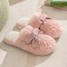 Bowknot Cotton Women, Autumn And Winter, Cute Couple Home Use, Thick Soft Sole Furry Slippers For Men_vogvips.com