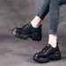 Women's Casual Shoes Made Of Top-layer Cowhide, 2024 Autumn New Model, Genuine Leather, Korean Style, Versatile Lace-up Platform Thick-soled Single Shoes For Women_vogvips.com