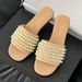 26ss For Pearl Style Women, Flat One-Strap Slippers With High-End Feel, Outdoor Wear, Summer New Beach Sandals Women ,_vogvips.com