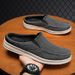 Men's Backless Slip On Mule Loafers Breathable Canvas Platform Walking Shoes Non Slip Cushioned Casual Indoor Outdoor Slide Shoes_vogvips.com