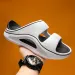 Two-colour Soft Thick Bottom EVA Tread Shit Feeg Outdoor Two Wear Sandals Slippers Men's Non-slip One Word Drag Beach_vogvips.com