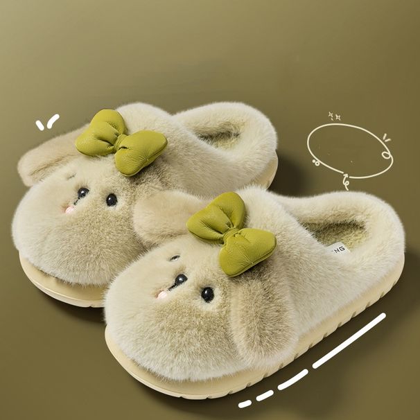 Women's Plush And Warm Cotton Slippers, New Style For Autumn And Winter 2025, Cartoon Design, Versatile, Anti-slip, Thick-soled, Furry Slippers_vogvips.com