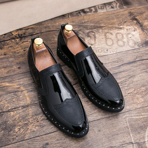 New Fashion Men's Brown Business Casual Loafer Shoes Daily Office Black Buckle Monk Men's Shoes One Foot Cover Banquet Dress Wedding Leather Shoes_vogvips.com