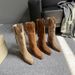 Binli Genuine New Western Knight Leather Over-the-Knee Long Slip-On Square Heel High Women's Boots_vogvips.com
