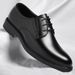 Men's Black Leather Oxford Dress Shoes British Style Business Formal_vogvips.com