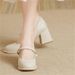 French Style Soft Leather Mary Jane For Women 2024 Summer New Stunning Chunky Heel High Heels Slip-On Loafers Single_vogvips.com