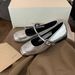 Grape Mom Same Style Round Toe Shallow Mouth Silver Flat Hidden Wedge Soft Sole Mary Jane Single Shoes Women Genuine_vogvips.com