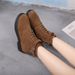 New Autumn Winter Low-Cut Martin Solid Color Korean Style Round Toe Chunky Heel Flat Short Boots_vogvips.com