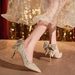 Bowknot Rhinestone Wedding Banquet Dress High Heels Elegant Luxurious Women S Shoes With A Sense Of_vogvips.com