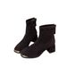 Chunky Heel Suede Korean Style Ankle For Women 2025 New Autumn Winter Fleece-Lined Martin Coffee Color Slim Short Boots_vogvips.com