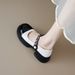 thick-soled Mary Jane Shoes Women's Word With Thick Heel Light Mouth Color Matching French Soft-soled Single Shoes_vogvips.com