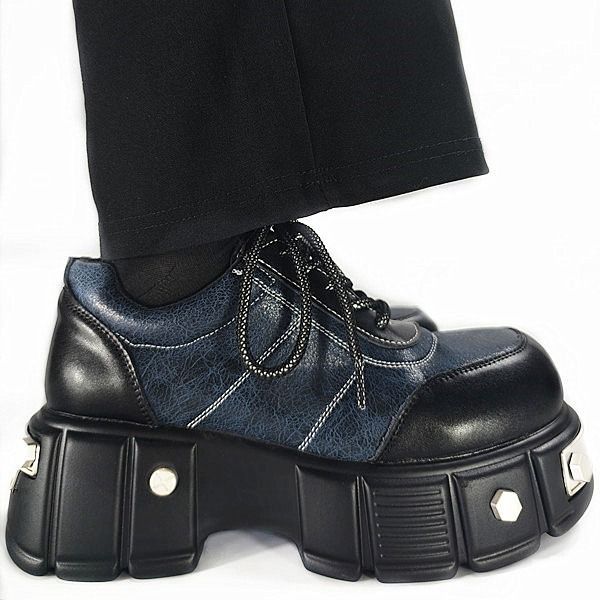 Men's Chunky Derby Shoes - Classic British Style Leather Shoes With Thick Sole, Square Toe Design For Casual Wear, Comfortable & Stylish_vogvips.com