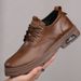 Men’s Shoes Business Big Head Leather Shoes Men's Wear Resistant Soft Sole Heightened Martin Casual Shoes Middle Aged Dad Shoes_vogvips.com