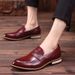 Men's Shoes Spring New All Match Red Leather Shoes Men's Casual British Style Slip On Leather Shoes_vogvips.com