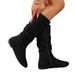 Cross-Border Plus Size Mid-Calf Martin For Women, Autumn And Winter New Side Zipper Pleated Slouch Boots, Women's_vogvips.com