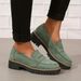 Women's Thick Loafers, Retro Solid-color Round-toed Overshoes, Full Artificial Leather Shoes_vogvips.com