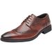 Euro Step Top Layer Cowhide Handmade New Brogue Carved Business Formal Leather Men's Pointed Toe Youth Derby Shoes Trendy_vogvips.com