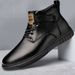 Men's Casual Board Shoes With Fleece Niche Popular Large-size Leather Couple Heightening Leather Boots_vogvips.com