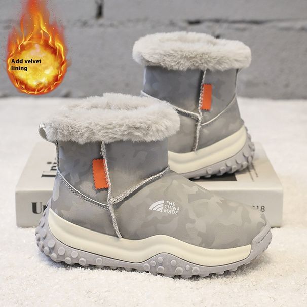 Kids' Winter Snow Boots With Fleece Lining, High-Top Insulated Warm Shoes For Boys And Girls (Sizes 30-39, Black/Pink/Gray)_vogvips.com