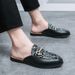 Summer Men's Slip-on Mules Without Heels, Casual Korean-style Trendy Loafers_vogvips.com