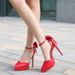 Women Bowtie High Thin Heel Sandals Pointed Toe Platform Single Shoe For Office Nightclub Party Wedding Banquet Model_vogvips.com